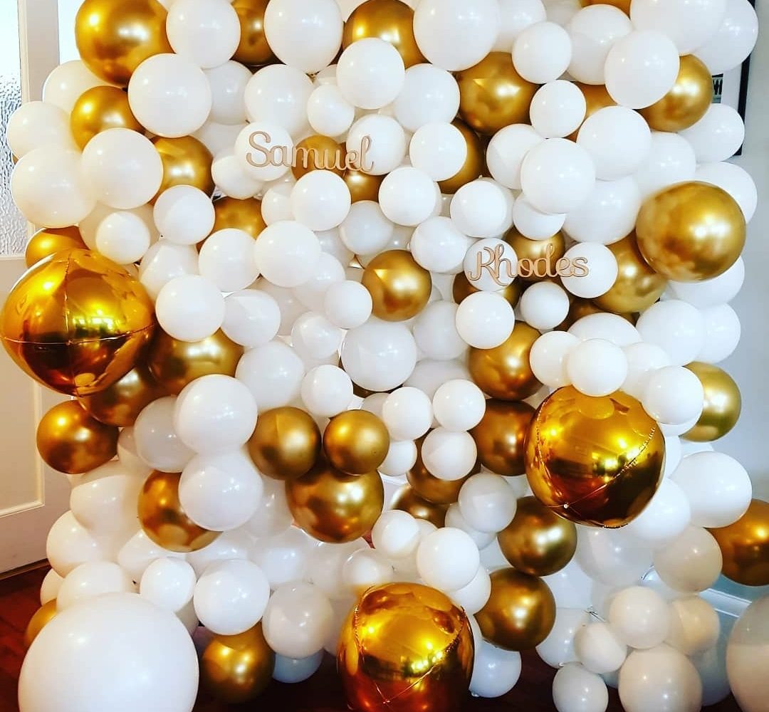 White and Gold balloon installation